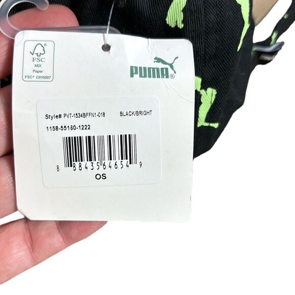 Puma one size fits all adjustable adult hat black/neon green new - Picture 2 of 4